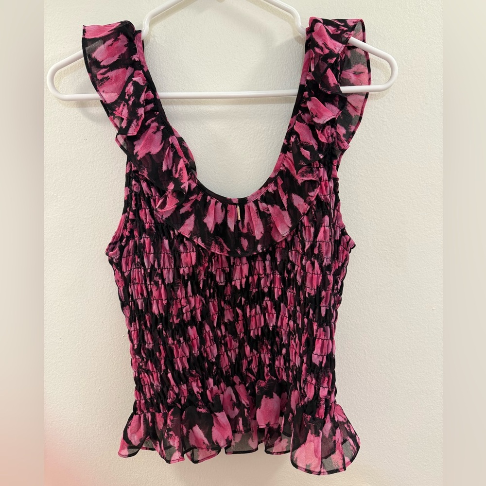 Misa Los Angeles Pink and Black Tank Top